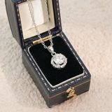  Dây chuyền bạc Việt Nam xi vàng trắng tròn xoáy ổ đá giữa Kim Cương Moissanite | Cáo Bạc 
