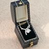 Dây chuyền Bạc Việt Nam xi vàng trắng đính Kim cương Moissanite Ribbon Glow mặt nơ thả viên tròn lấp lánh | Cáo Bạc
