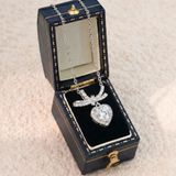  Dây chuyền Bạc Việt Nam xi vàng trắng đính Kim cương Moissanite Sweetheart Bow mặt nơ thả tim lấp lánh | Cáo Bạc 
