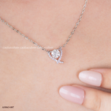  Dây chuyền Bạc Việt Nam xi vàng trắng đính Kim cương Moissanite Heartline Spark mặt tim ôm đá thanh mảnh | Cáo Bạc 