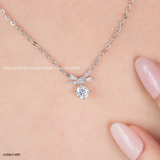  Dây chuyền Bạc Việt Nam xi vàng trắng đính Kim cương Moissanite Dazzle Bow mặt nơ cách điệu baguette lấp lánh | Cáo Bạc 