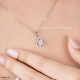  Dây chuyền Bạc Việt Nam xi vàng trắng đính Kim cương Moissanite Lucky Bloom mặt hoa bốn cánh may mắn | Cáo Bạc 