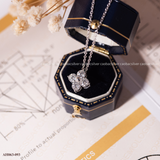  Dây chuyền Bạc Việt Nam xi vàng trắng đính Kim cương Moissanite Clover Shine mặt hoa bốn cánh may mắn | Cáo Bạc 