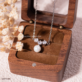  Dây chuyền bạc Việt Nam ngọc trai Freshwater Crown Sparkle chùm đá trắng tinh tế | Cáo Bạc 