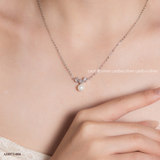  Dây chuyền bạc Việt Nam ngọc trai Freshwater Crown Sparkle chùm đá trắng tinh tế | Cáo Bạc 