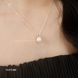  Dây chuyền bạc Việt Nam ngọc trai Freshwater 10 li mix ổ đá sang nhã | Cáo Bạc 