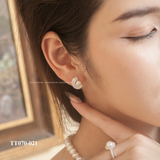  Khuyên tai bạc Việt Nam ngọc trai Freshwater đá dài chữ C sang trọng | Cáo Bạc 