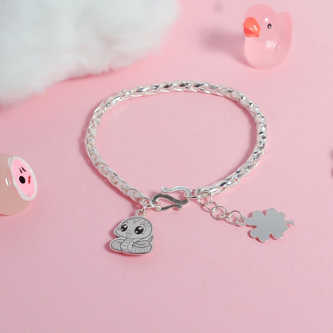  Lắc tay trẻ em bạc ta vảy rồng charm con giáp đáng yêu | Cáo Bạc 