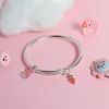 Lắc tay bạc Việt Nam trẻ em kiềng tròn trơn rỗng chỉnh size mix charm Thỏ + Cà Rốt dễ thương khắc tên | Cáo Bạc