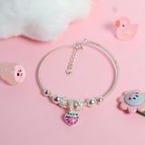  Lắc tay bạc Việt Nam trẻ em kiềng cứng xoắn mix charm hoa bi dâu treo dễ thương khắc tên | Cáo Bạc 