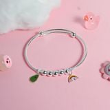  Lắc tay bạc Việt Nam trẻ em kiềng 3 bi trơn chỉnh size mix charm Bơ + Cầu Vồng dễ thương khắc tên | Cáo Bạc 