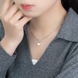  Dây chuyền bạc Việt Nam ngọc trai Freshwater Twinkle Bow đính đá trắng hình nơ sang trọng | Cáo Bạc 