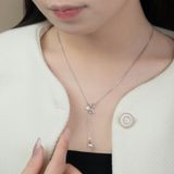  Dây chuyền bạc Việt Nam ngọc trai Freshwater Initial Glow dáng Y-line charm chữ | Cáo Bạc 