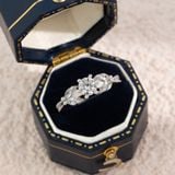  Nhẫn bạc Việt Nam xi vàng trắng ổ sáu chấu cạnh lá đá nữ tính | Cáo Bạc 