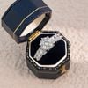 Nhẫn bạc Việt Nam Moissanite 9 li sáu chấu cạnh đá to | Cáo Bạc