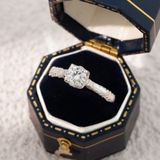  Nhẫn bạc Việt Nam xi vàng trắng đính Kim Cương Moissanite 6 li ổ bốn chấu cạnh phay đá | Cáo Bạc 