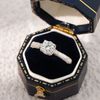 Nhẫn bạc Việt Nam Moissanite 6 li ổ bốn chấu cạnh phay | Cáo Bạc
