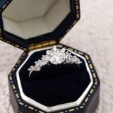  Nhẫn bạc Việt Nam xi vàng trắng ổ sáu chấu đính Kim Cương Moissanite cạnh đá mini | Cáo Bạc 