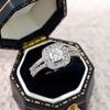 Nhẫn bạc Việt Nam Moissanite 4 li viền vuông hai cạnh hở | Cáo Bạc