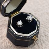  Khuyên tai bạc Việt Nam Moissanite 5 li viền móng ngựa may mắn (bán lẻ 1 chiếc) | Cáo Bạc 
