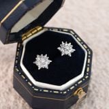 Khuyên tai bạc Việt Nam xi vàng trắng Snow Mini đính Kim Cương Moissanite | Cáo Bạc 
