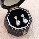  Khuyên tai bạc Việt Nam xi vàng trắng Starlight Echo đính Kim Cương Moissanite | Cáo Bạc 
