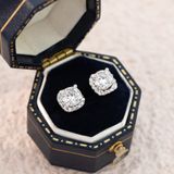  Khuyên tai bạc Việt Nam xi vàng trắng Classic Radiance đính Kim Cương Moissanite | Cáo Bạc 