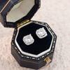 Khuyên tai bạc Việt Nam xi vàng trắng Classic Radiance đính Kim Cương Moissanite | Cáo Bạc