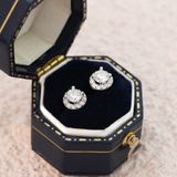  Khuyên tai bạc Việt Nam xi vàng trắng Tiny đính Kim Cương Moissanite 4 li | Cáo Bạc 