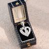 Dây chuyền bạc Việt Nam xi vàng trắng Ocean Heart đính Kim Cương Moissanite 4,5 li | Cáo Bạc