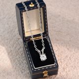  Dây chuyền bạc Việt Nam xi vàng trắng ổ đá bốn chấu móc chữ V đính Kim Cương Moissanite 5 li | Cáo Bạc 