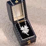  Dây chuyền bạc Việt Nam xi vàng trắng cỏ bốn lá Moissanite tim may mắn | Cáo Bạc 