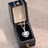  Dây chuyền bạc Việt Nam xi vàng trắng Stone Heart đính Kim Cương Moissanite 6 li | Cáo Bạc 