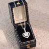 Dây chuyền bạc Việt Nam xi vàng trắng Stone Heart đính Kim Cương Moissanite 6 li | Cáo Bạc