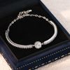 Lắc tay bạc Việt Nam Moissanite mặt tròn viền đá sang trọng | Cáo Bạc