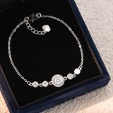  Lắc tay bạc Việt Nam xi vàng trắng đính Kim Cương Moissanite 5,4 li Royalty sang trọng | Cáo Bạc 