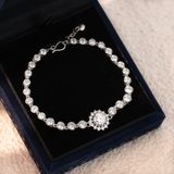  Lắc tay bạc Việt Nam xi vàng trắng đính kim cương Moissanite Crystal Bloom cụm hoa đá lấp lánh | Cáo Bạc 