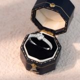  Lẻ nữ nhẫn đôi bạc Việt Nam xi vàng trắng đính kim cương Moissanite 4,5 li Couple Rings (307)  thanh mảnh | Cáo Bạc 