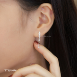  Khuyên tai bạc Việt Nam tròn móc đá rơi lấp lánh thời trang | Cáo Bạc 