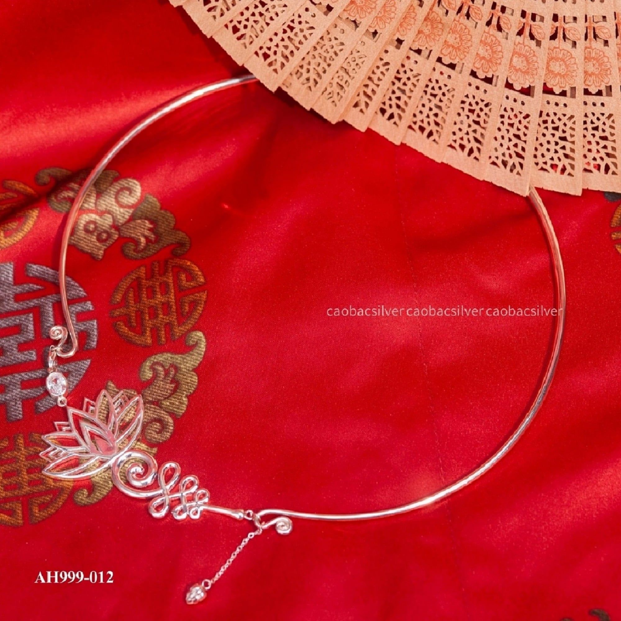  Kiềng cổ bạc Việt Nam Xuân Thì charm sen truyền thống kiềng đặc | Cáo Bạc 
