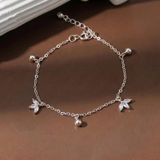  Lắc chân bạc Việt Nam ba cánh đính đá bi rơi thanh lịch nữ tính | Cáo Bạc 