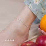  Lắc chân bạc Việt Nam charm ba hoa bi rơi đính đá nữ tính | Cáo Bạc 