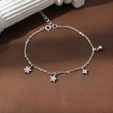  Lắc chân bạc Việt Nam charm ba hoa bi rơi đính đá nữ tính | Cáo Bạc 