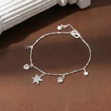  Lắc chân bạc Việt Nam charm bông tuyết trái tim đính đá nữ tính | Cáo Bạc 