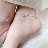  Lắc chân bạc Việt Nam Dazzle Bow, nơ lấp lánh đính đá thanh mảnh | Cáo Bạc 