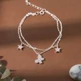  Lắc chân bạc Việt Nam Star & Butterfly sao bướm đính đá lấp lánh | Cáo Bạc 