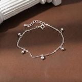  Lắc chân bạc Việt Nam charm tim trơn bi tròn thanh mảnh nữ tính | Cáo Bạc 