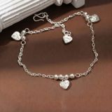  Lắc chân bạc Việt Nam dây xích bi charm tim treo nữ tính | Cáo Bạc 