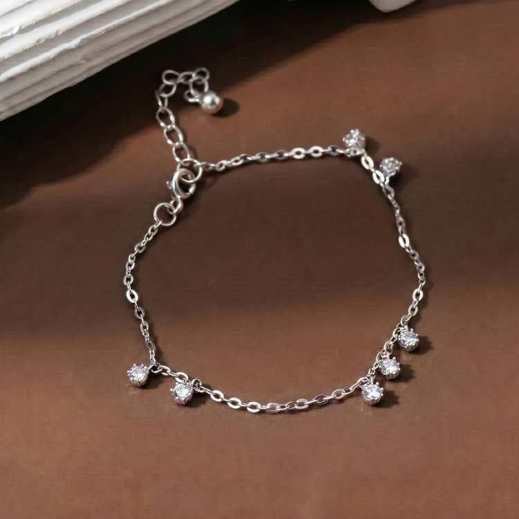 Lắc chân bạc Việt Nam đính charm đá lấp lánh thanh lịch | Cáo Bạc 