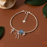  Lắc tay bạc Việt Nam Personal Bloom charm nơ chữ tim đính đá | Cáo Bạc 